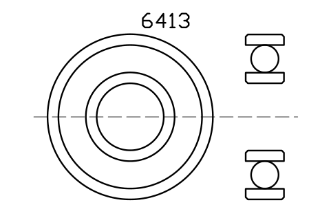 Vista previa del símbolo Bearing 6413 65x160x37, bloque BRG_6413