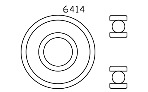 Vista previa del símbolo Bearing 6414 70x180x42, bloque BRG_6414