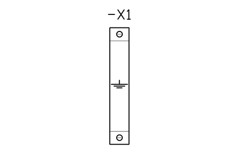 Preview of the PE terminal 35 mm2, front symbol, block DRL_PE_35