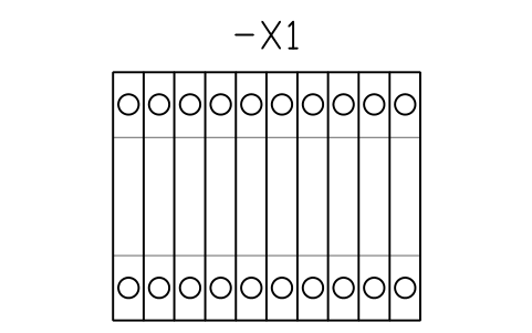 Preview of the Strip 2.5 mm2, 10 poles symbol, block DRL_STRIP_2_5_10