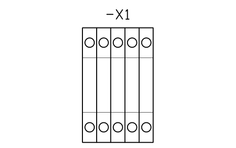 Preview of the Strip 2.5 mm2, 5 poles symbol, block DRL_STRIP_2_5_5