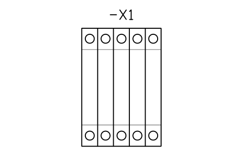 Preview of the Strip 6 mm2, 5 poles symbol, block DRL_STRIP_6_5