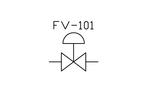 Prévia do símbolo Control valve, diaphragm, bloco IS3_VALVE_DIAPHRAGM