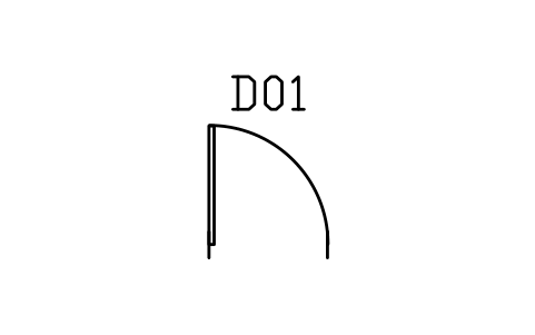 Door, single swing sembolünün önizlemesi, blok ARCH_DOOR_SINGLE