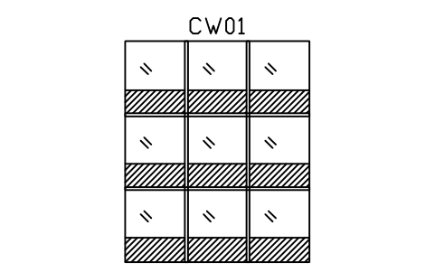 Curtain wall elevation, 3 x 3 sembolünün önizlemesi, blok ARCH_ELEV_CURTAIN