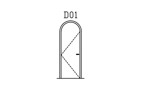 Door elevation, arched top sembolünün önizlemesi, blok ARCH_ELEV_DOOR_ARCH