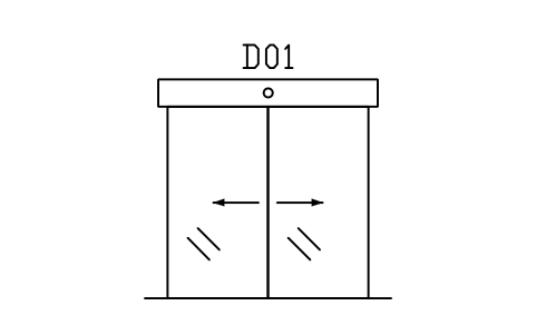 Door elevation, automatic sliding sembolünün önizlemesi, blok ARCH_ELEV_DOOR_AUTO