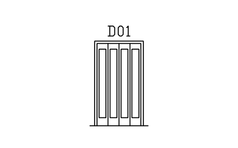 Door elevation, bi-fold sembolünün önizlemesi, blok ARCH_ELEV_DOOR_BIFOLD