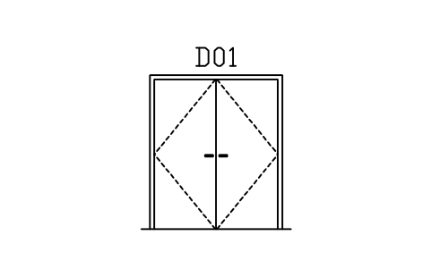 Door elevation, double flush sembolünün önizlemesi, blok ARCH_ELEV_DOOR_DOUBLE