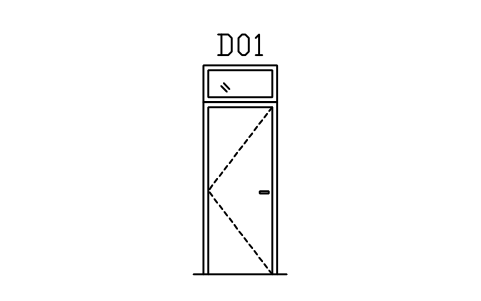 Door elevation, with transom light sembolünün önizlemesi, blok ARCH_ELEV_DOOR_FANLIGHT