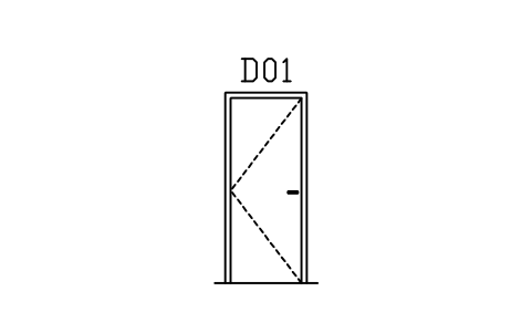 Door elevation, flush sembolünün önizlemesi, blok ARCH_ELEV_DOOR_FLUSH