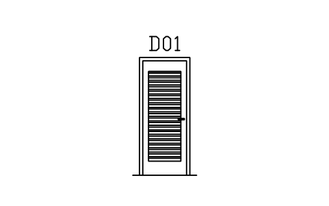 Door elevation, louvred sembolünün önizlemesi, blok ARCH_ELEV_DOOR_LOUVRE