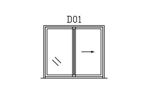 Door elevation, patio sliding sembolünün önizlemesi, blok ARCH_ELEV_DOOR_PATIO