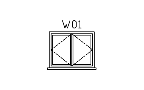Window elevation, casement double sembolünün önizlemesi, blok ARCH_ELEV_WIN_CASEMENT2