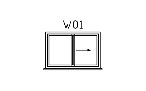 Window elevation, sliding sembolünün önizlemesi, blok ARCH_ELEV_WIN_SLIDING