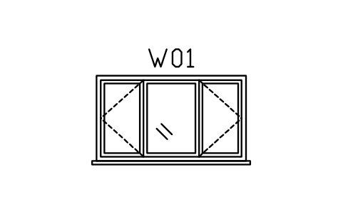Window elevation, triple sembolünün önizlemesi, blok ARCH_ELEV_WIN_TRIPLE