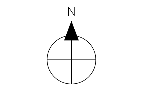 North symbol, crossed circle sembolünün önizlemesi, blok ANNO_NORTH_CIRCLE_CROSS