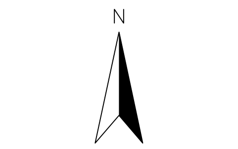 North arrow, half-filled sembolünün önizlemesi, blok ANNO_NORTH_HALF