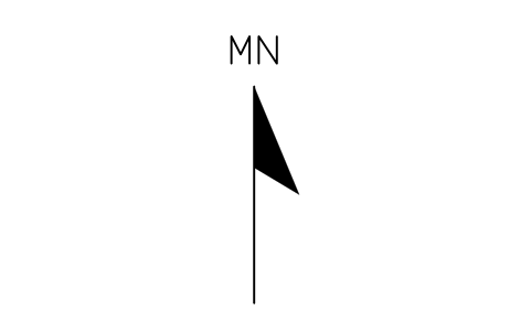 Magnetic north, half arrow sembolünün önizlemesi, blok ANNO_NORTH_MAGNETIC