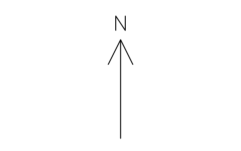 North arrow, open head sembolünün önizlemesi, blok ANNO_NORTH_OPEN