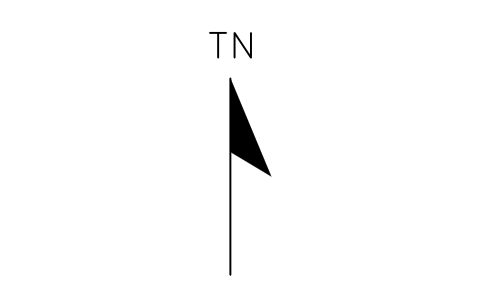 True north, half arrow sembolünün önizlemesi, blok ANNO_NORTH_TRUE