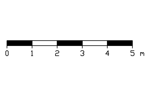 Scale bar 1:100, 0 to 5 m sembolünün önizlemesi, blok ANNO_SCALE_1_100