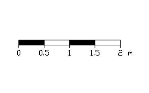Scale bar 1:50, 0 to 2 m sembolünün önizlemesi, blok ANNO_SCALE_1_50