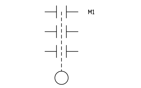 Contactor, three poles with operating coil sembolünün önizlemesi, blok IEEE_CONTACTOR_3P
