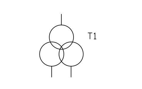 Transformer, three windings (circle form) sembolünün önizlemesi, blok IEEE_TRANSFORMER_3W