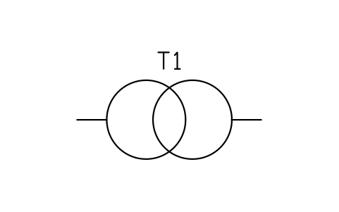 Transformer, two windings (circle form) sembolünün önizlemesi, blok IEEE_TRANSFORMER_CIRCLES