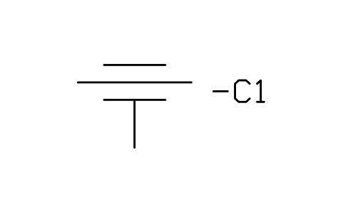 Capacitor, lead-through sembolünün önizlemesi, blok IEC_CAPACITOR_LEAD_THROUGH