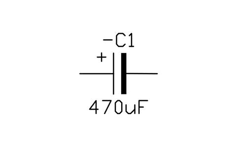 Aperçu du symbole Condensateur polarisé, bloc IEC_CAPACITOR_POLARIZED