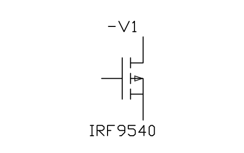P-channel MOSFET sembolünün önizlemesi, blok IEC_MOSFET_P