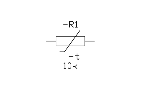 Thermistor, NTC sembolünün önizlemesi, blok IEC_THERMISTOR_NTC