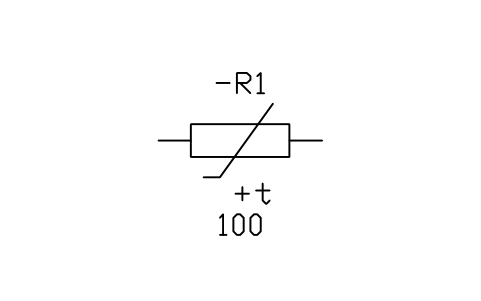 Thermistor, PTC sembolünün önizlemesi, blok IEC_THERMISTOR_PTC
