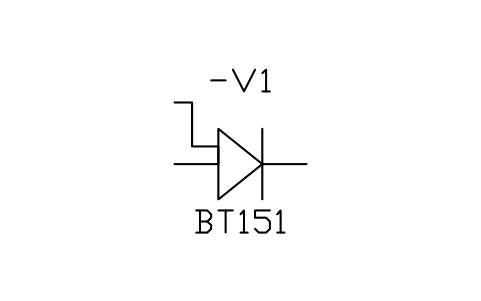 Aperçu du symbole Thyristor, gâchette N (côté anode), bloc IEC_THYRISTOR_N_GATE