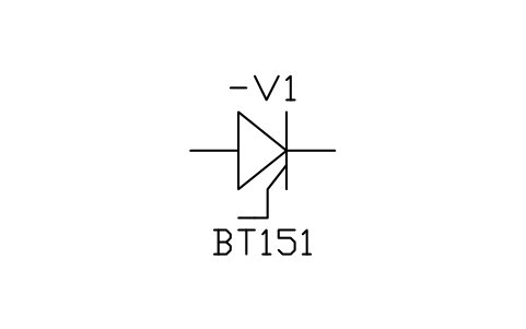 Aperçu du symbole Thyristor, gâchette P (côté cathode), bloc IEC_THYRISTOR_P_GATE