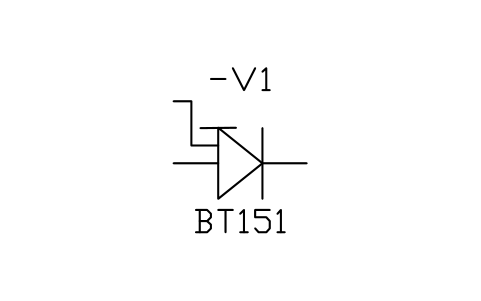Aperçu du symbole Thyristor à conduction inverse, gâchette N, bloc IEC_THYRISTOR_RC_N