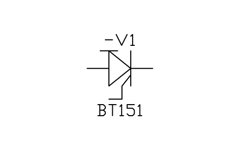 Aperçu du symbole Thyristor à conduction inverse, gâchette P, bloc IEC_THYRISTOR_RC_P