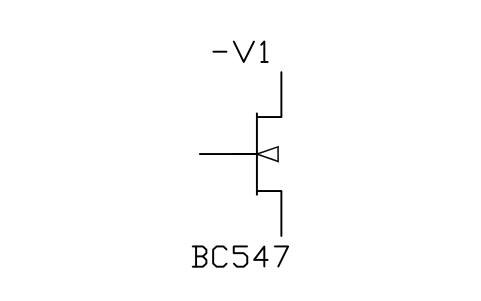 Aperçu du symbole Transistor unijonction, base P, bloc IEC_TRANSISTOR_UJT_P