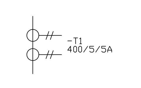 Preview of the Current transformer, 2 cores symbol, block IEC_CT_2CORE
