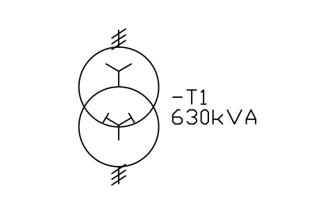 Transformer, 3-phase, star-zigzag sembolünün önizlemesi, blok IEC_TRANSFORMER_3PH_STAR_ZIG
