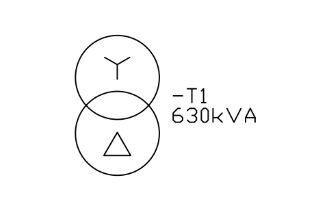 Preview of the Transformer, star-delta symbol, block IEC_TRANSFORMER_YD