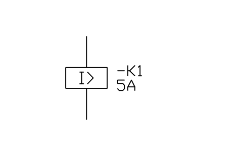Overcurrent relay coil sembolünün önizlemesi, blok IEC_COIL_OVERCURRENT