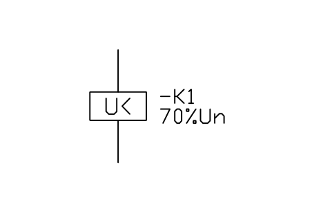Undervoltage relay coil sembolünün önizlemesi, blok IEC_COIL_UNDERVOLTAGE