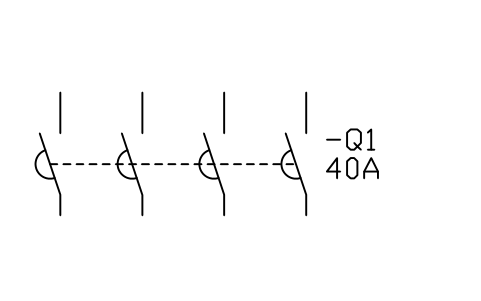 Aperçu du symbole Contacteur tétrapolaire, bloc IEC_CONTACTOR_4P