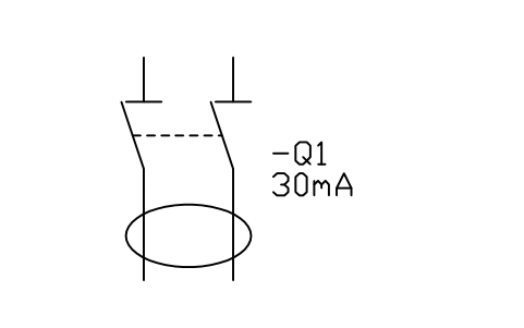 Residual current device, 2P sembolünün önizlemesi, blok IEC_RCD_2P