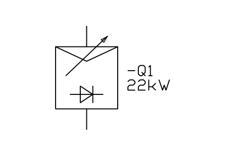 Soft starter (thyristor) sembolünün önizlemesi, blok IEC_SOFT_STARTER