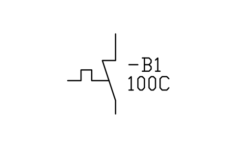 Aperçu du symbole Interrupteur thermique à action automatique NF, bloc IEC_THERMAL_SWITCH_NC