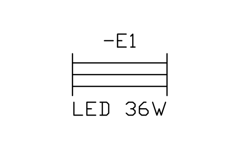 Luminaire, several tubes sembolünün önizlemesi, blok IEC_LUMINAIRE_MULTI_TUBE